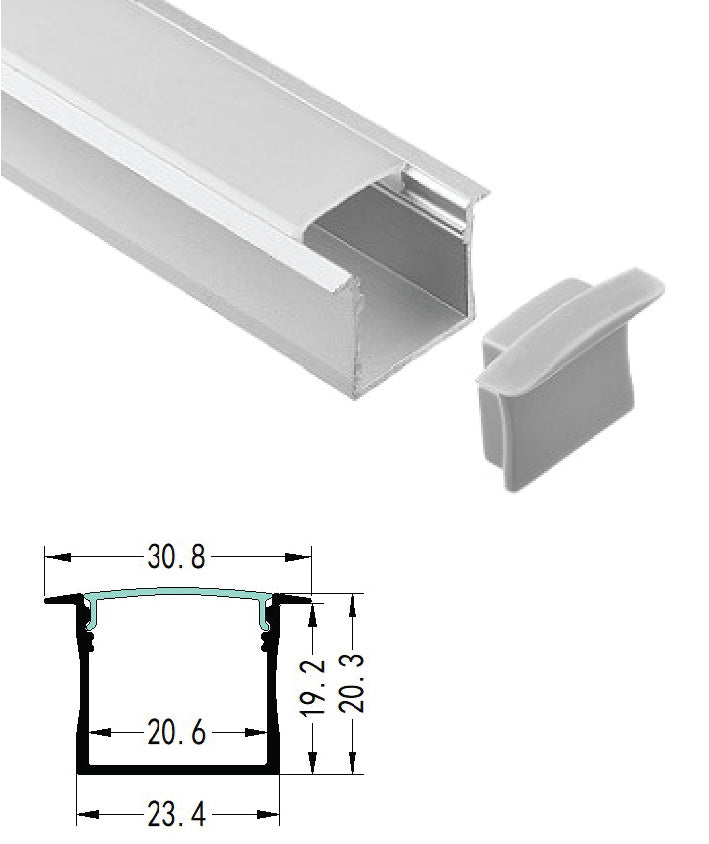 23mm Recessed Aluminum LED Profile