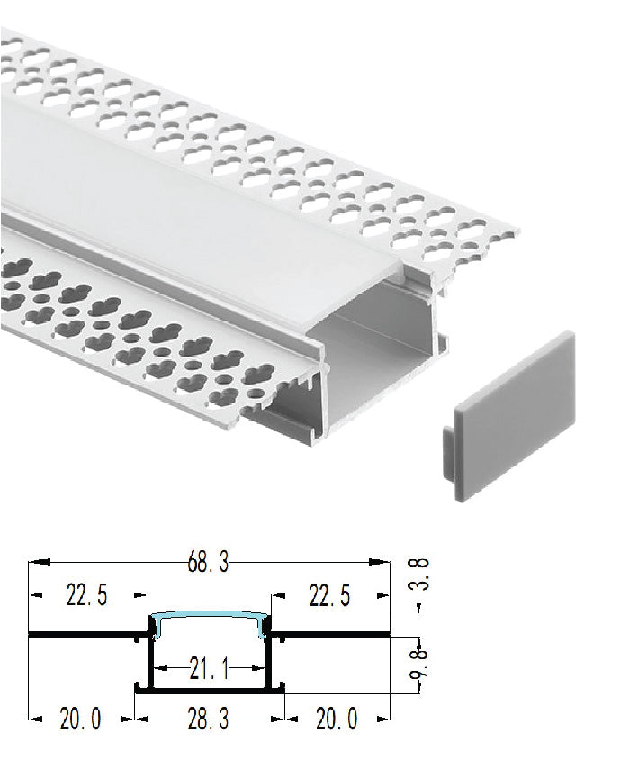 28mm Plaster-in Trimless LED Aluminum Profile